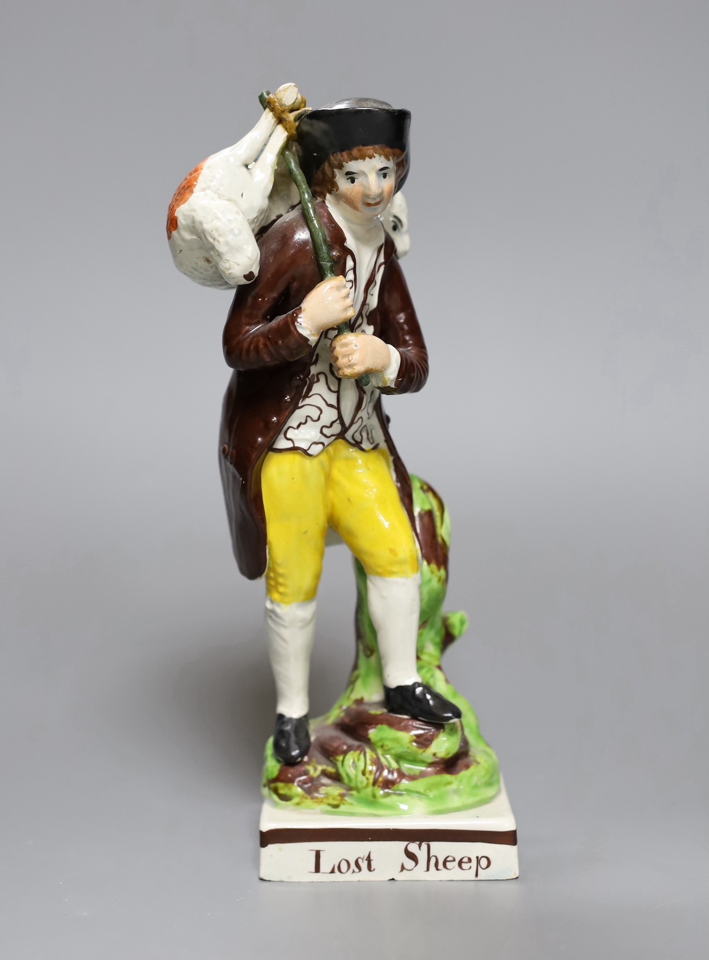 An Enoch Wood type pearlware Lost Sheep figure group, c.1810, 22cm high